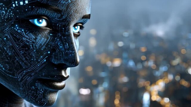 A futuristic city with interconnected devices, a scene of edge computing and smart grids.