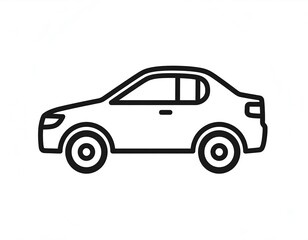 Fototapeta premium Simple line drawing of a car side profile
