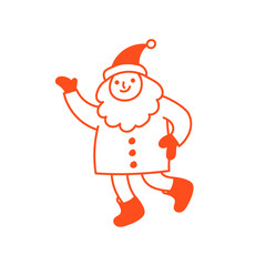 Vector illustration in simple han drawn style, in trendy playful whimsical quirky style, for Christmas and New Year prints, cards, banners, with funny and friendly mascot 