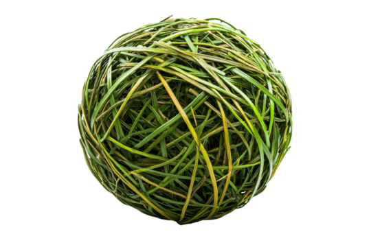 Green grass ball isolated on transparent background. Green grass ball isolated on white background.