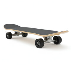 ultra realistic perspective 3 4 view of wooden skateboard with matte black grip top isolated on white