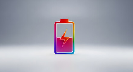 Rainbow Battery Charge Icon - Full Power Concept