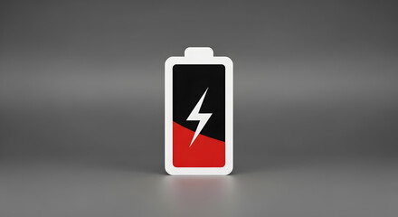 Low Battery: Depleted Energy Icon on Gray