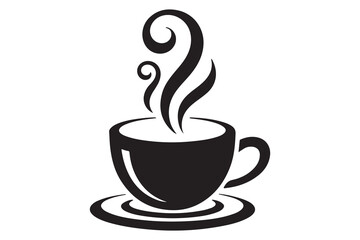 Coffee cup silhouette with steam hot drink vector illustration
