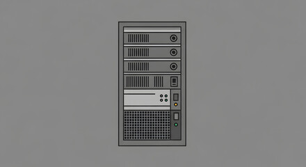Simple Computer Tower Illustration on Gray Background