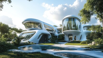 Futuristic Architectural Design: Biomorphic House in Lush Greenery