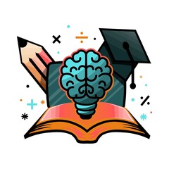 Skull with book illustration with vintage tattoo style