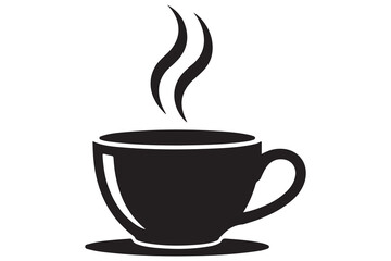 Coffee cup silhouette with steam hot drink vector illustration
