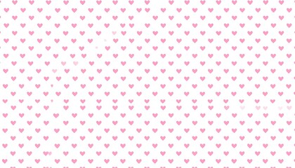 Repeating pattern of small pink hearts on white background