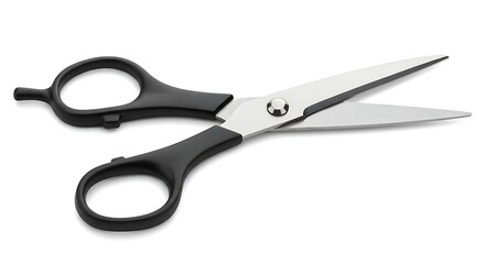 Fototapeta premium Close up of professional scissors isolated on white backdrop