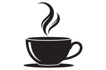 Coffee cup silhouette with steam hot drink vector illustration

