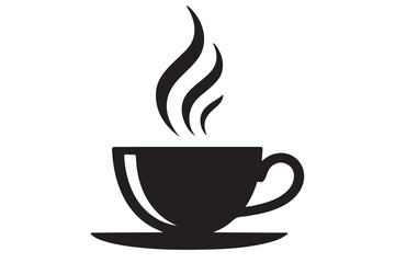 Coffee cup silhouette with steam hot drink vector illustration
