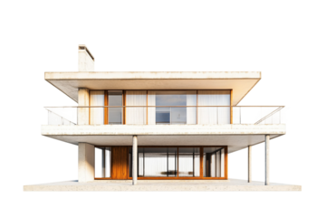 Small modernist house isolated on transparent background