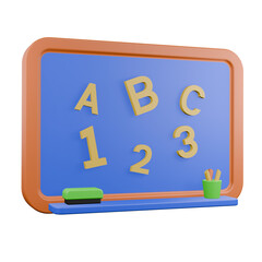 3D Rendering of Blackboard with ABC and 123
