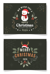 Christmas Greeting Cards with Fireworks and Reindeer