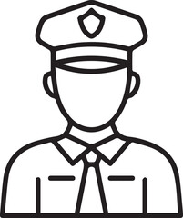man in uniform police officer, uniform, cap, tie, law enforcement, black and white illustration