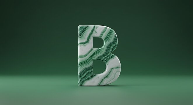 Elegant green marble letter b on green background graphic - Powered by Adobe