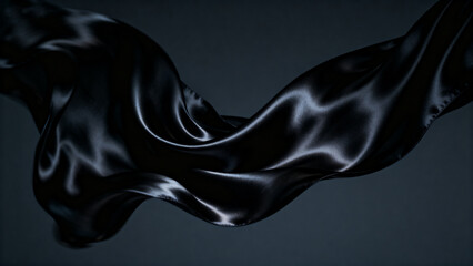 Naklejka premium FlowingBlackSilkFabric