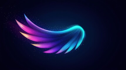 wing rainbow Rainbow light trails forming the shape of wings, against a dark background.