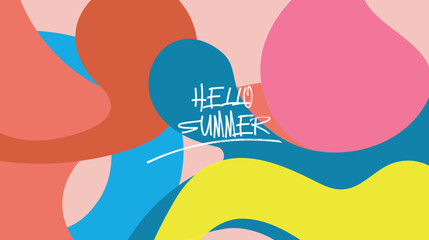 Creative concept of summer bright cover, Abstract Vector Colorful liquid and fluid background, design template geometric style for card or poster, branding, social media, promo.eps10