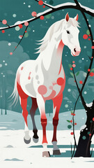 White Horse in Snow Field