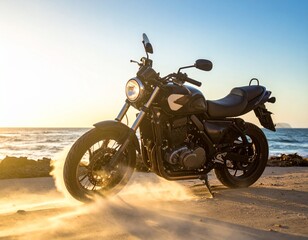 motorcycle on a dusty road