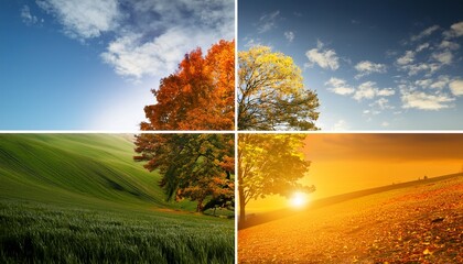 Conceptual Image Shows Nature Changing In All Four Seasons