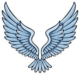 Obraz premium Stylized wings illustration, flight emblem, symbol of freedom or hope, decorative winged design element