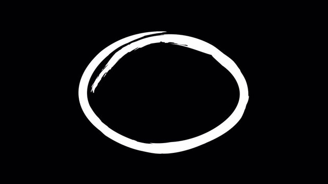 White Hand-drawn highlighter circle round animation. circle, rough underline marks with alpha channel. marker, hand drawn, highlighter, design elements. 4k video