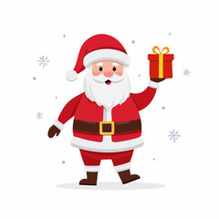 Festive Santa Claus Holding a Gift Box, Ready to Deliver Holiday Cheer and Presents