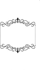 Elegant vintage swirl rectangular frame in black, perfect for classic invitations and labels.
