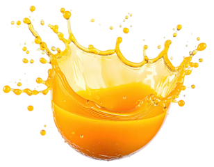 A vibrant, liquid orange explosion, splashing upwards from a contained pool