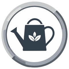 Obraz premium Watering can symbol with leaves inside a modern circular frame representing gardening and plant growth