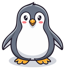 Fototapeta premium Cute cartoon penguin with big eyes and blush cheeks illustration