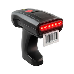 Modern Barcode Scanner Scanning Product Code Isolated on Black Background, Point of Sale