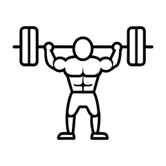 Bodybuilder holding barbell over his head icon a minimal body builder