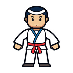 Fighters flat icons set with karate taekwondo and other martial arts sport