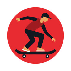 Skateboarding icon on white background simple vector illustration