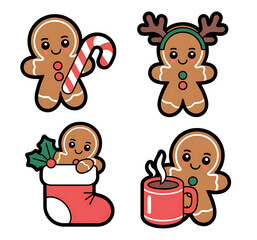 Fototapeta premium Christmas stickers, holiday stickers, Christmas sticker collection with santa. Colorful christmas stickers featuring festive icons and characters, Christmas sticker set, A festive collection