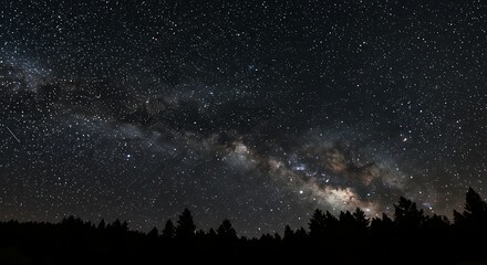 Dark night sky with countless stars and the milky way galaxy