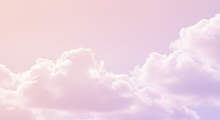 Soft pastel sky with fluffy clouds serene background for design