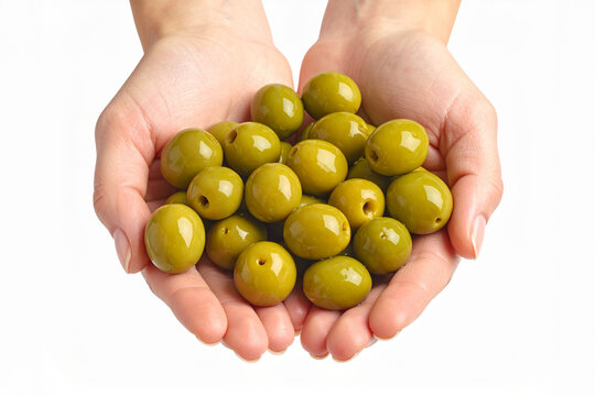 green olives in hands