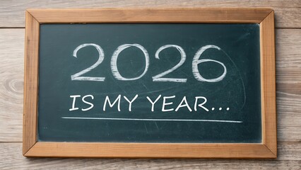 Fototapeta premium Chalkboard with the phrase 2026 is my year written on its surface