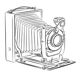 A sketch of vintage film photo camera.
