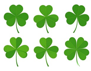 Six green clover leaf variations
