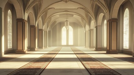 Obraz premium Serene Mosque Interior: Architectural Beauty and Spiritual Tranquility