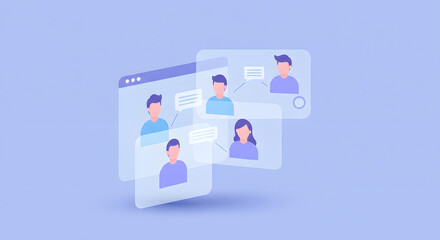 Digital communication concept with multiple user avatars interacting in a virtual chat environment