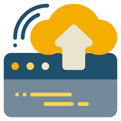 upload cloud database system program flat style icon