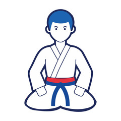 Fighters flat icons set with karate taekwondo and other martial arts sport