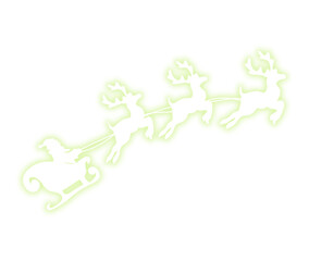 transparent neon Santa’s sleigh outlined. Santa Claus Rides Reindeer - 1